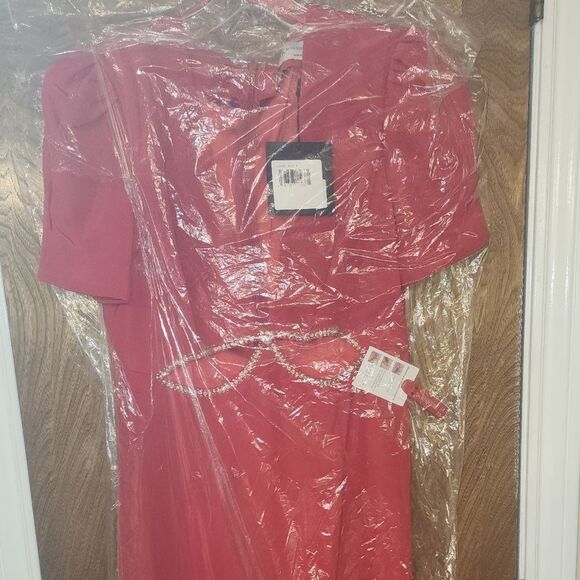 Mac Duggal 2630 Plunge Neck Embellished Cut Out Gown Red Sz 8 NWT - Picture 5 of 7